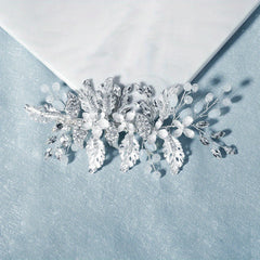 Bridal Hair Comb Silver Rhinestone Faux Pearl Wedding Accessory