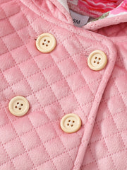 Cute Baby Girl Pink Quilted Bow Hooded Coat