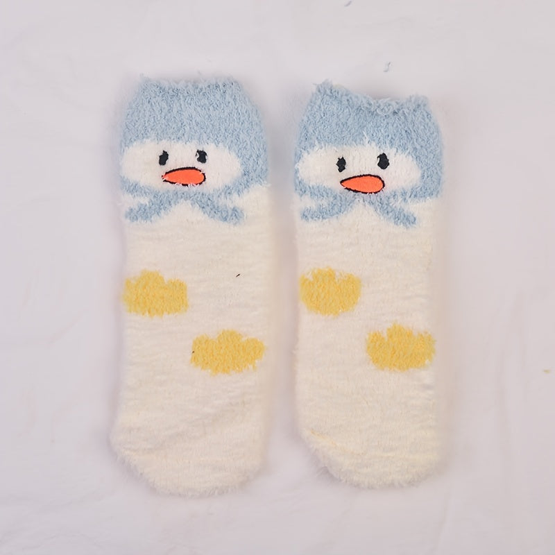 Baby Girl's Non-slip Winter Bottom Rubber Plush Sleep Socks