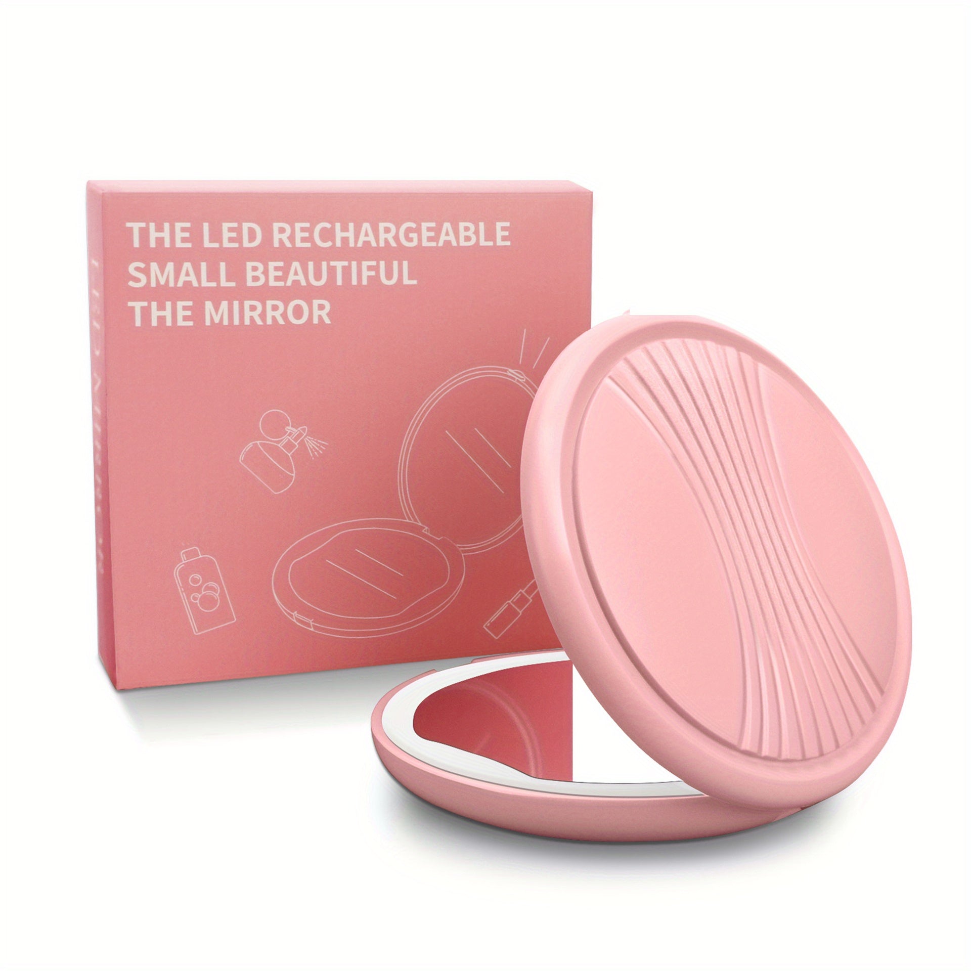 Portable Makeup Mirror with Lights Handheld Foldable Double Sided 1x 5x Mag