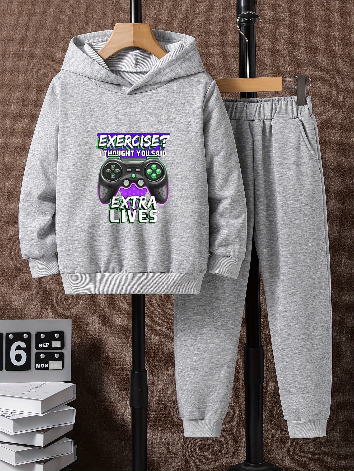 Boys Casual Hoodie & Sweatpants Set, Long Sleeve, Elastic Waist