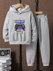 Boys Casual Hoodie & Sweatpants Set, Long Sleeve, Elastic Waist