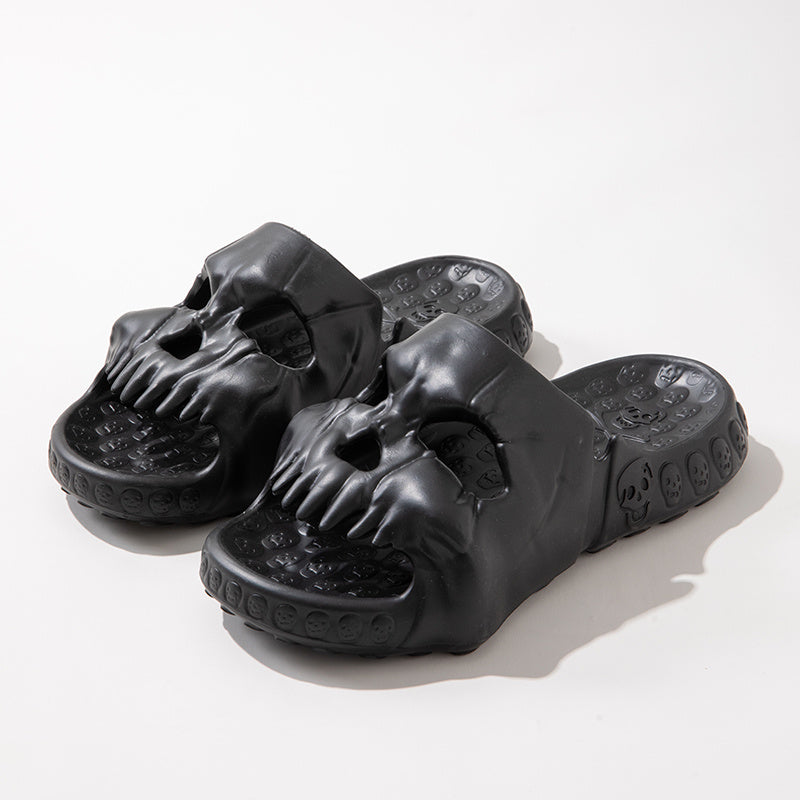 Men's Skull Head Slides Lightweight Non Slip Open Toe Quick Dry Slippers