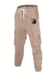 Men's Casual Skull Print Cargo Pants with Pockets