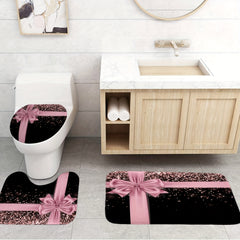 Sparkling Pink Shower Curtain Set with Carpet