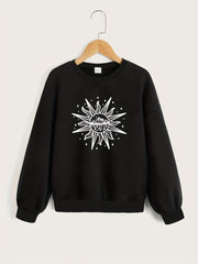 Comic Character Pattern Sweatshirt For Girls Long Sleeve Top Pullovers