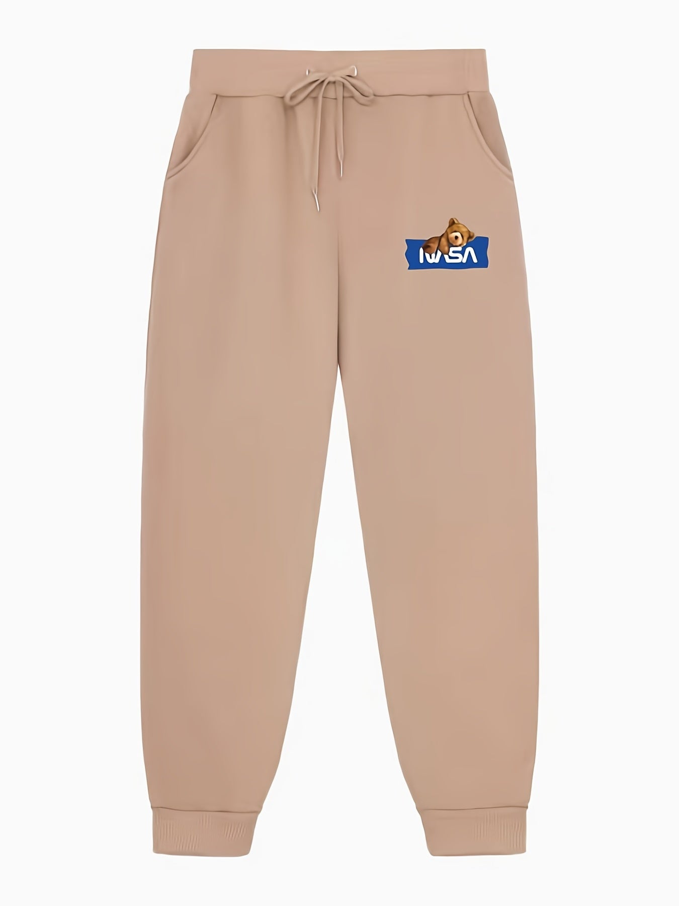 Bear Pattern Joggers Men's Casual Stretch Waist Sweatpants