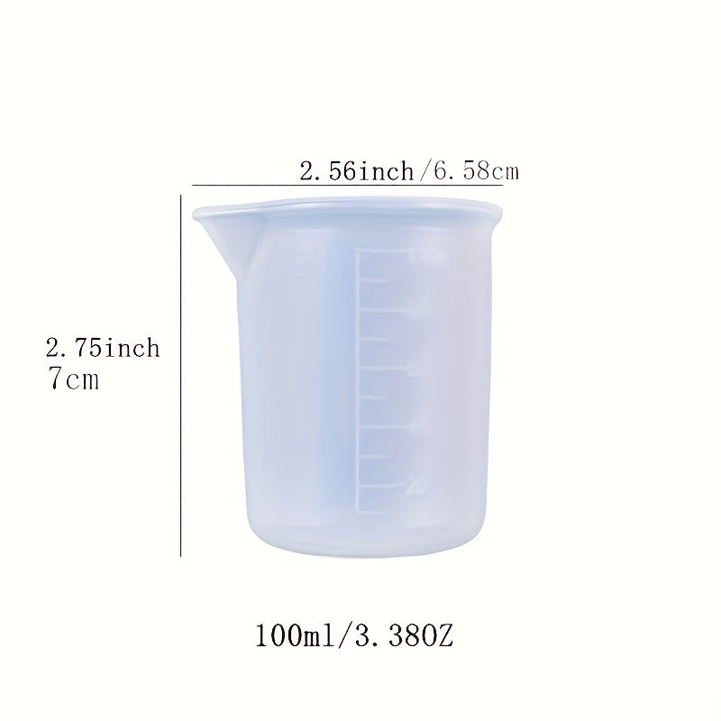 5pcs Silicone Measuring Cup Set Clear Graduated Epoxy Split Cup Art Kitche