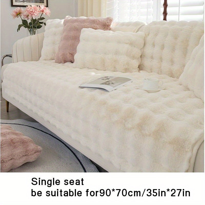 Thick Plush Sofa Slipcover Non Slip Fuzzy Couch Cover Furniture Protector