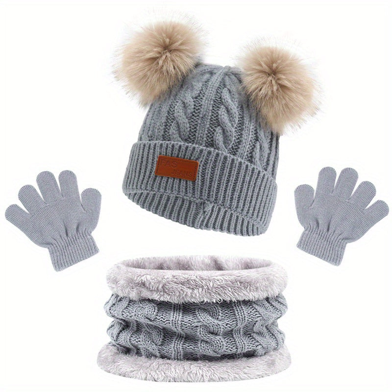 Hat Scarf Gloves Set for Baby Kids Winter