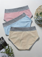 3 Pack Plus Size Colorblock High Rise Panties Set