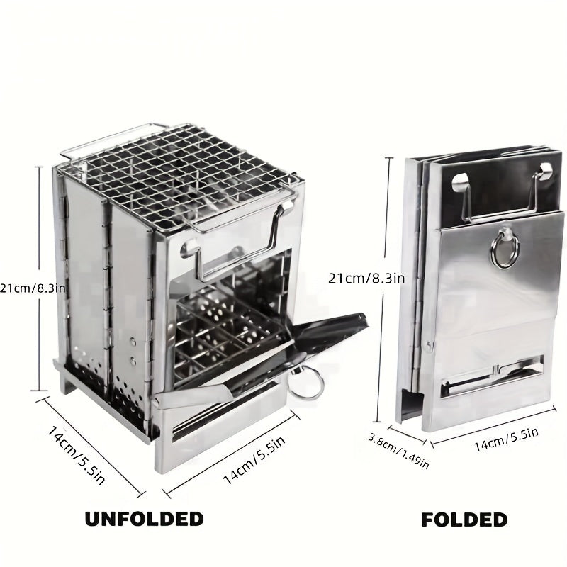 Square Firewood Outdoor Barbecue Grill - Mini Grill for Camping Picnic