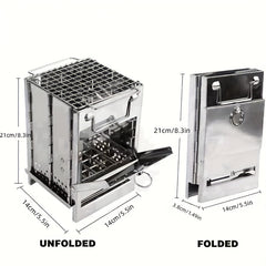 Square Firewood Outdoor Barbecue Grill - Mini Grill for Camping Picnic