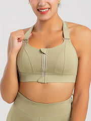 Zip Front Colorblock Sports Bra Plus Size
