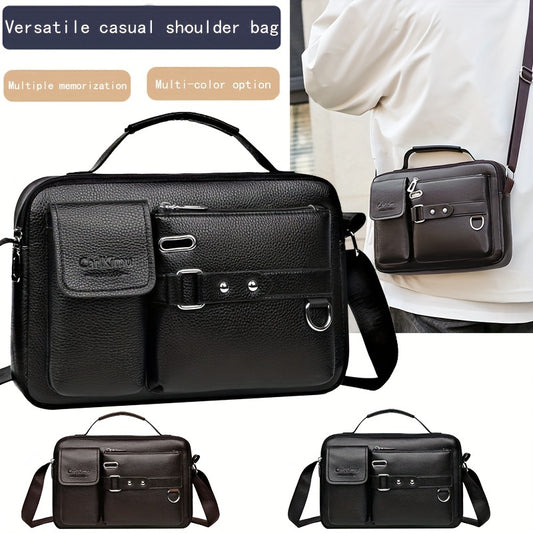 Men's Faux Leather Crossbody Bag Adjustable Strap Travel Everyday Use