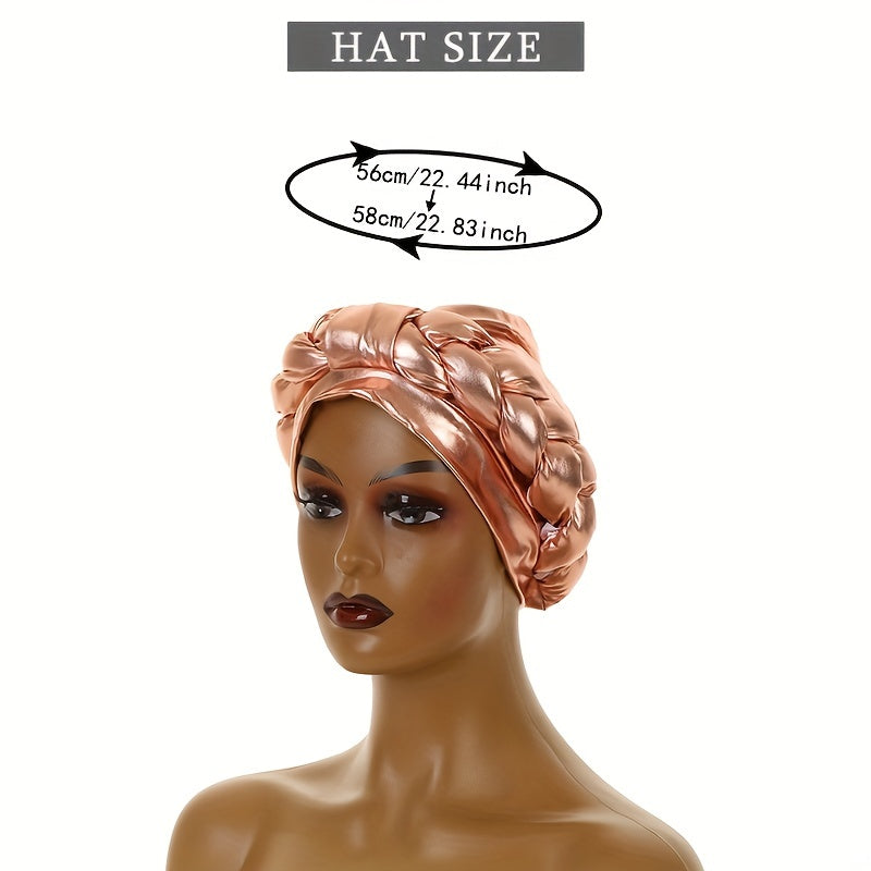 Champagne Hot Stamping Turban Cap Elastic Braided Pre tied Head Wrap