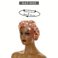 Champagne Hot Stamping Turban Cap Elastic Braided Pre tied Head Wrap