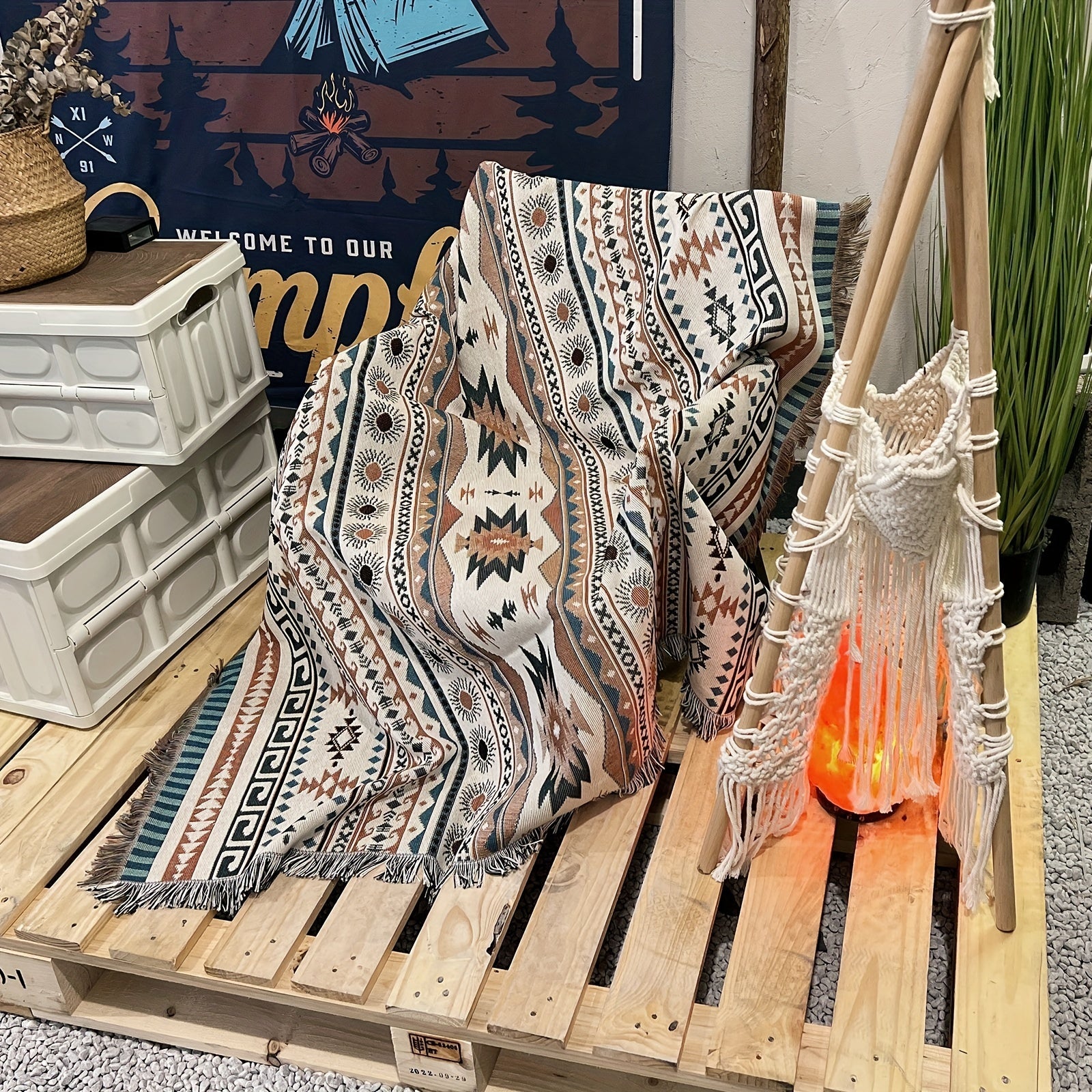 Boho Woven Blanket with Tassels for Home Decor, Beach Trips & Picnics