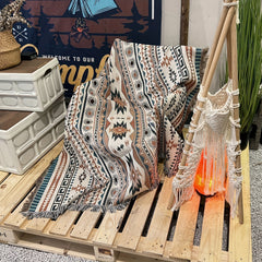 Boho Woven Blanket with Tassels for Home Decor, Beach Trips & Picnics