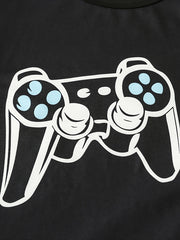 Boys Gamepad Print T Shirt & Shorts Set Summer Clothes