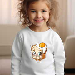 Girls Toast Pattern Crew Neck Sweatshirt for Spring Fall