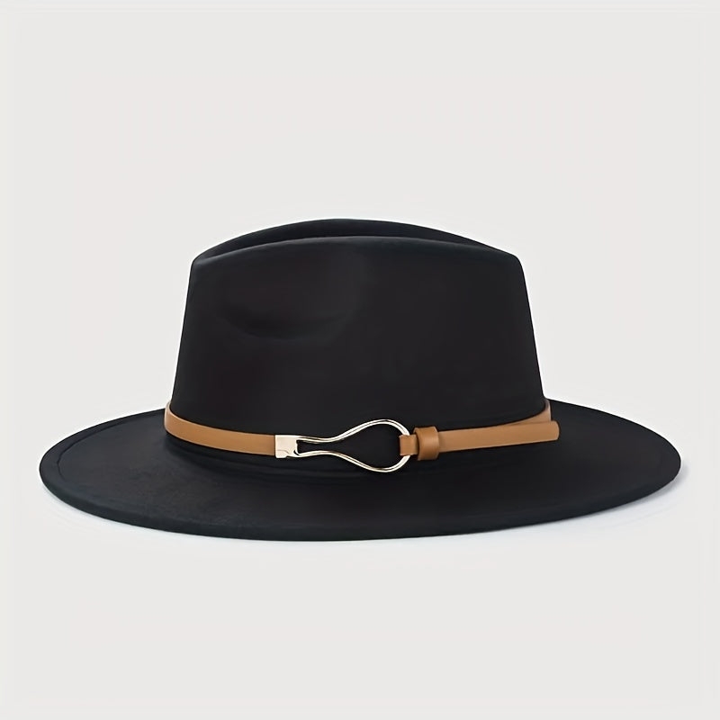 Wide Brim Leather Belt Hat British Style Sun Hat