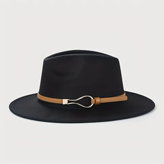 Wide Brim Leather Belt Hat British Style Sun Hat