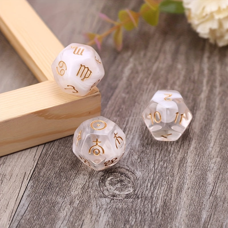 3pcs 12 Sided Astrological Dice Set For Board Game