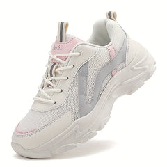 Women's Chunky Lace-Up Mesh Sneakers Thick Sole Platform Dad Shoes