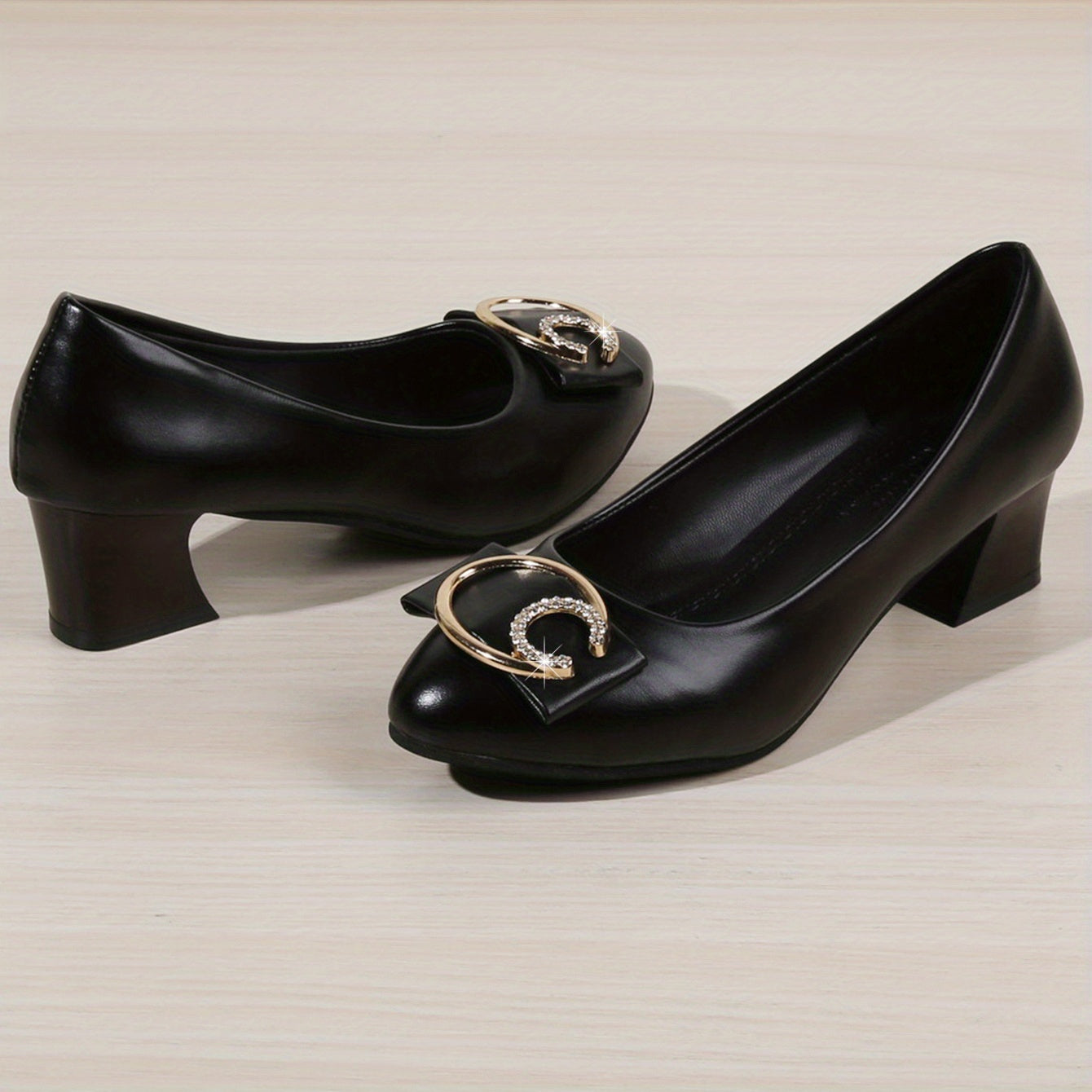 Women's Chunky Heel Comfort Pumps Closed Toe Slip On Shoes