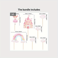 Rainbow Clouds Castle Cake Insert Party Decorations