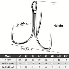 75pcs No 1-14 Iron Treble Hooks Fishing Accessories