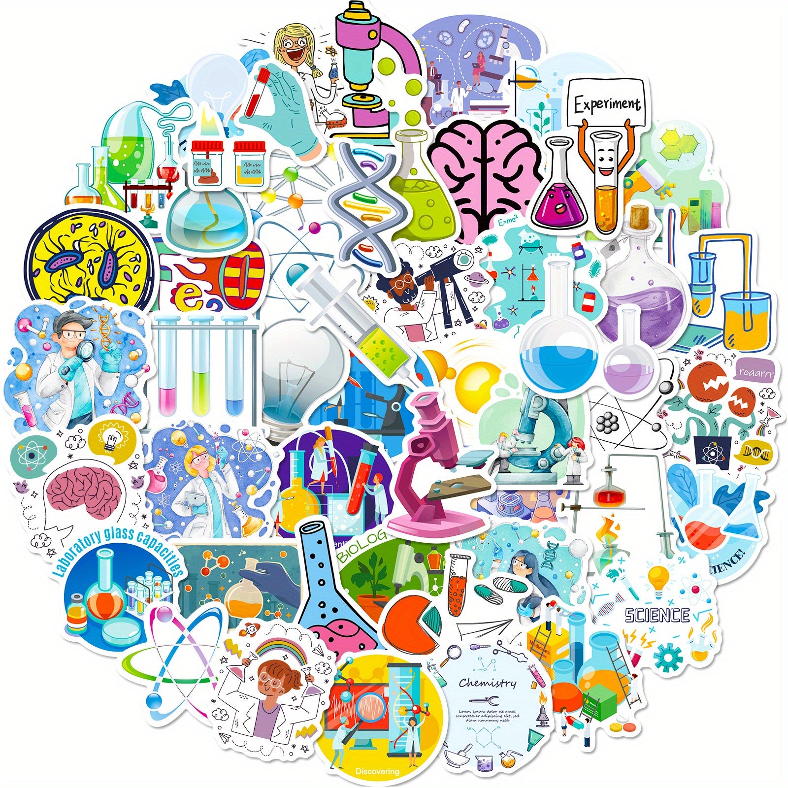 50pcs Laboratory Science Stickers Physics Biology Chemistry Stickers