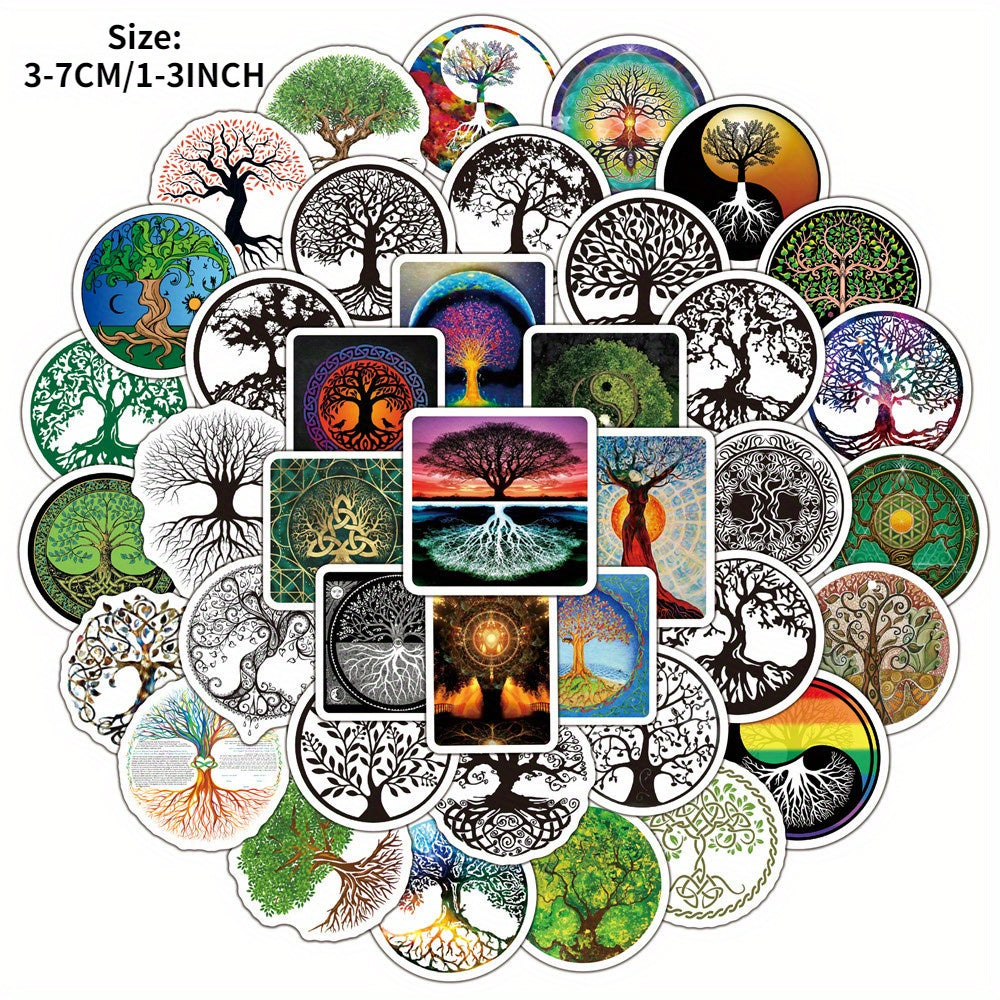 50Pcs Life Tree Doodle Sticker Waterproof Decorative DIY Creative Toys