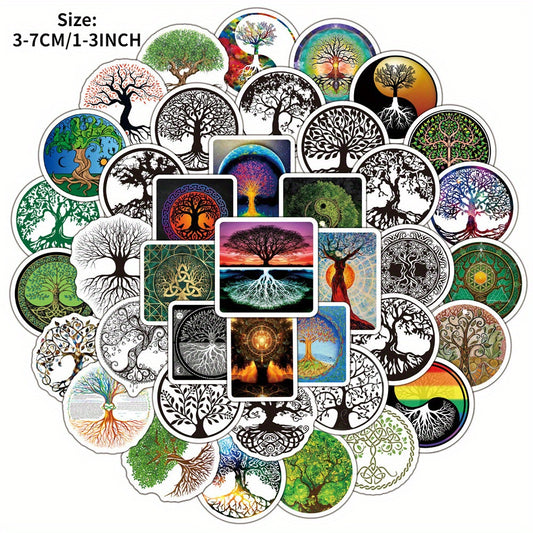 50Pcs Life Tree Doodle Sticker Waterproof Decorative DIY Creative Toys