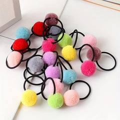 10pcs Plush Ball Hair Bands Ponytail Holders Hair Accessories for Baby Girls