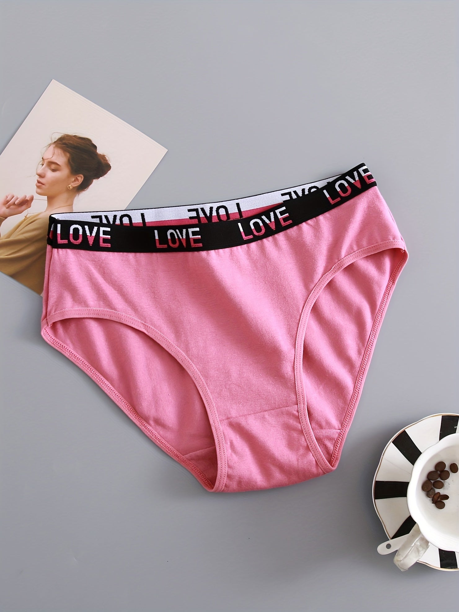 6 Pack Plus Size Love Letter Tape Panties Set