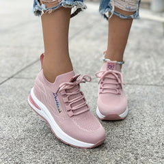 Women's Breathable Woven Sneakers Casual Platform Shoes