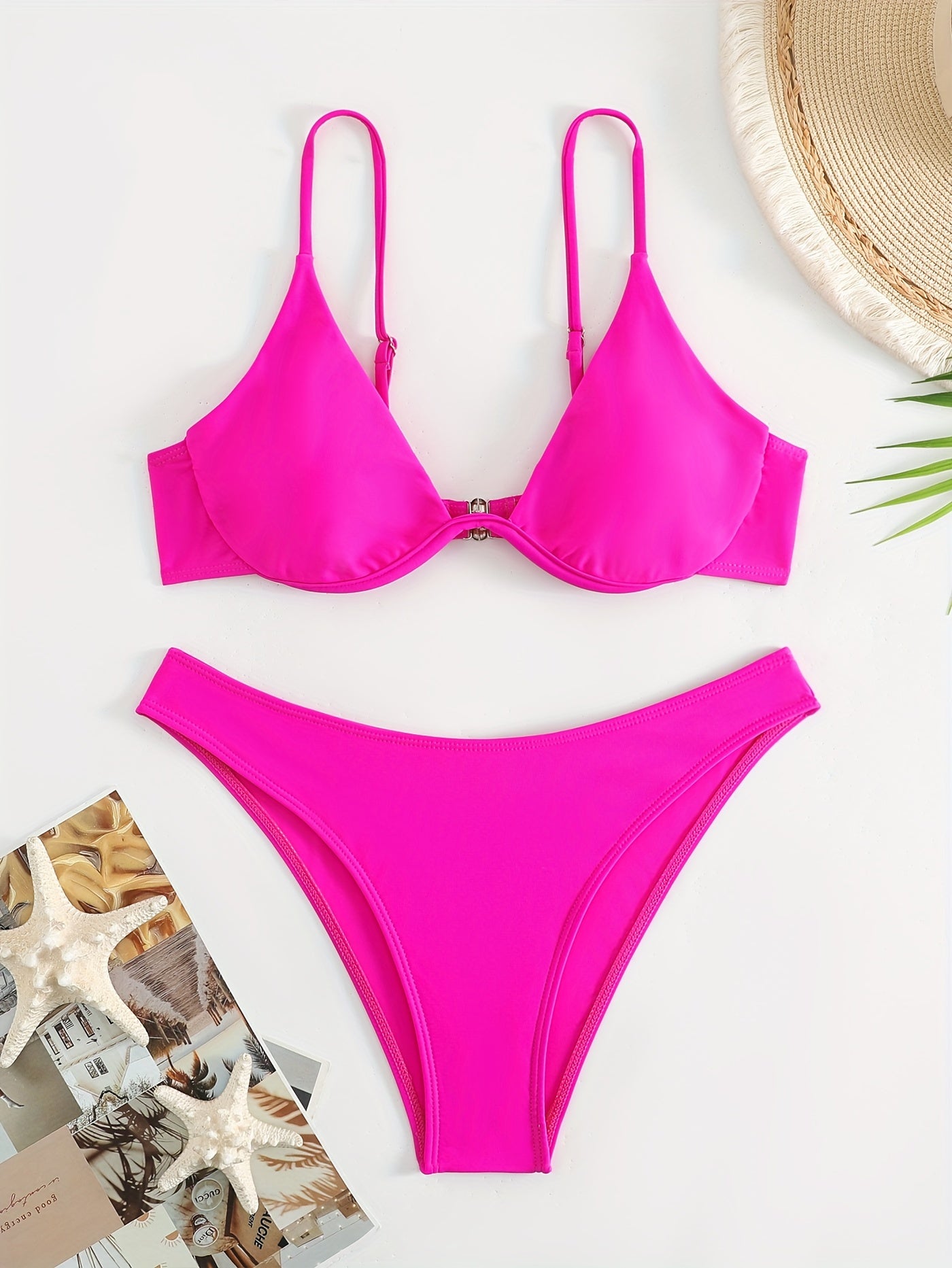 Red Triangle High Strech Bikini Set Spaghetti Straps Sexy Swimsuit
