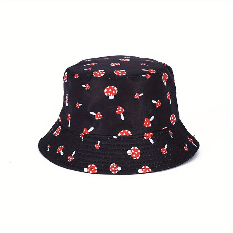 Men's Mushroom Print Reversible Fisherman Hat