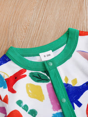 Dinosaur Baby Footed Bodysuit Long Sleeve Unisex Newborn Creeper