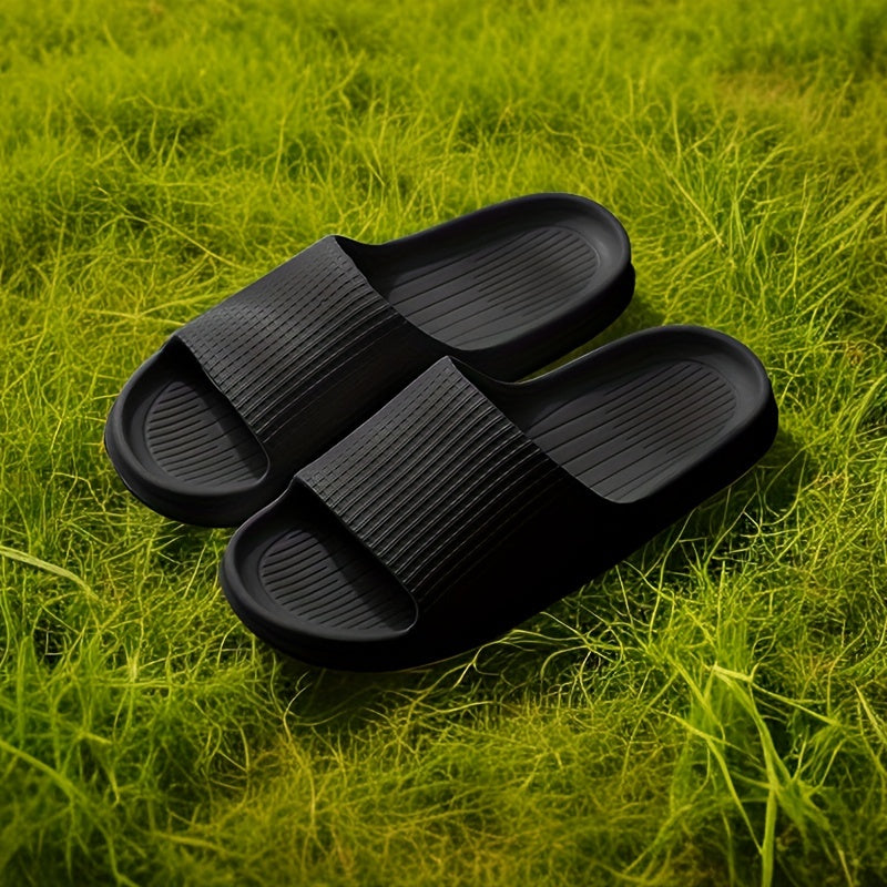 Summer Waterproof Bath Slippers Solid Open Toe Sports Slides