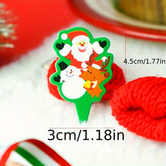 50pcs Christmas Cartoon Santa Claus Elk Cupcake Topper Cake Decoration