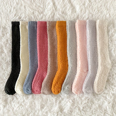 4 Pairs Fuzzy Calf Socks Warm Knee High Stockings for Women