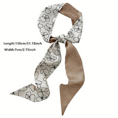 Floral Pattern Neckerchief Casual Ribbon Skinny Scarf