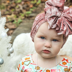 Velvet Bow Cap for Baby Girls - Holiday Party Photography Props