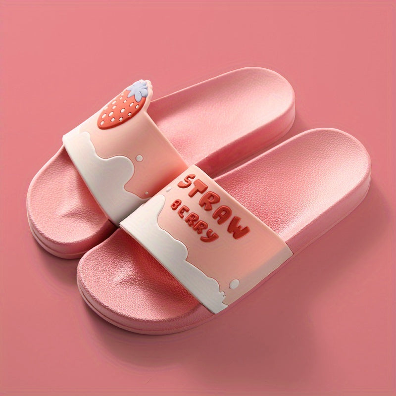 Women's Fruit Pattern Slides Open Toe Slip On Shoes