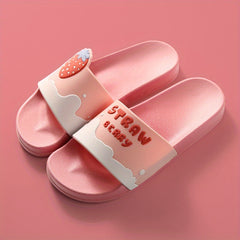 Women's Fruit Pattern Slides Open Toe Slip On Shoes