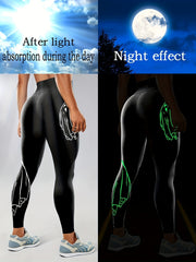 Ghost Printed Yoga Leggings for Halloween High Waist Workout Running