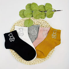 Bear Rhinestone Socks Crew Short Stockings Women's Hosiery